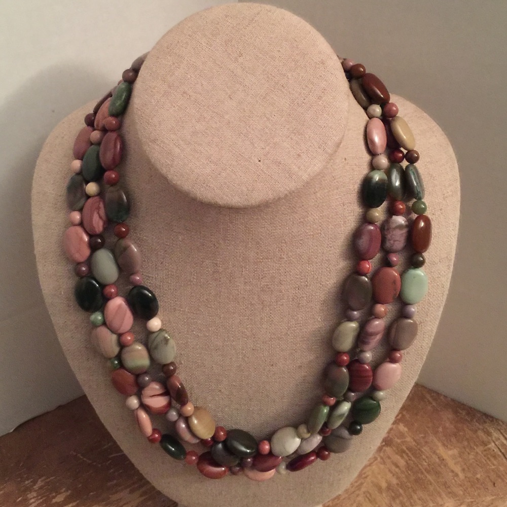 JAY KING 3 strand natural stone necklace .925🌺